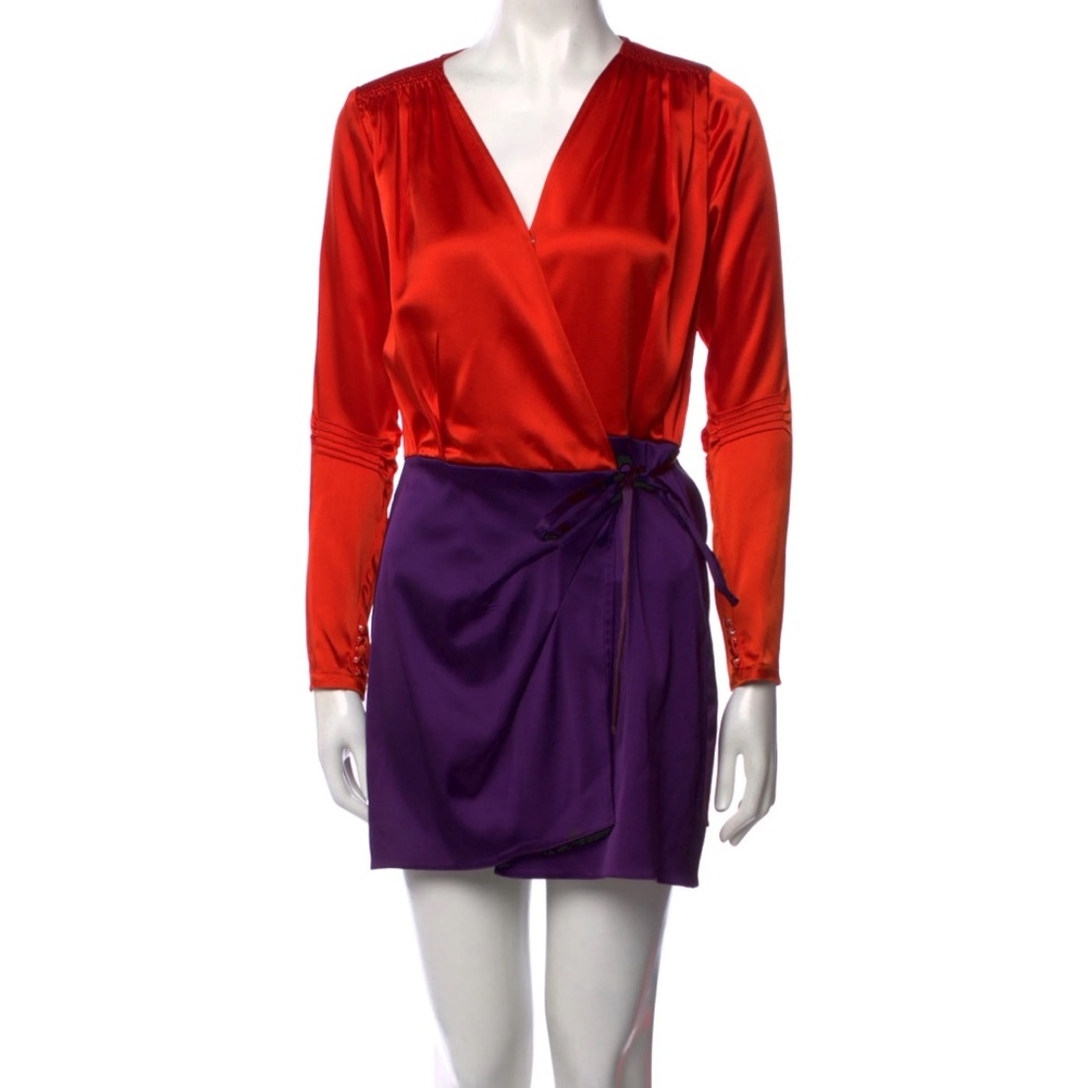 The Attico Satin Mini Wrap Dress